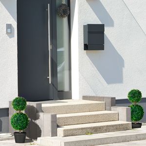 2 Pezzi di Palle di Bosso Artificiale da 23,5 Pollici, Albero Topiario a Doppia Sfera con Foglie Verdi in Vaso Illuminato per Decorazioni Domestiche per Halloween - Product Image 2