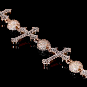 Custom Cross Rose Gold Plated Fine Chain & Link Bracelets for <b>Men</b> IGI Certified Moissanite Diamond Hip Hop S925 Silver Jewelry - Product Image 2