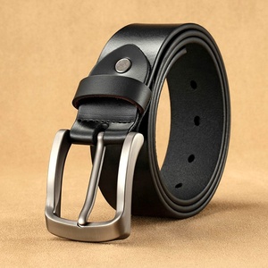 Ceinture en cuir véritable de haute qualité pour hommes, en cuir de vachette noir et marron, vente en gros - Product Image 5