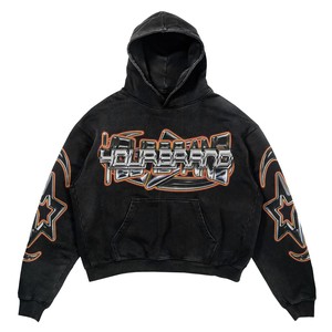 เสื้อฮู้ดดี้ผู้ชายแบบสวมหัว ผ้าฝ้ายฟลีซพรีเมียม 400 GSM สีขาว ทรงโอเวอร์ไซส์ เนื้อผ้านุ่ม เป็นมิตรกับสิ่งแวดล้อม พิมพ์ลายพัฟฟ์ตามสั่ง ผ้าถัก - Product Image 1