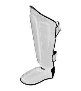 Protège-tibias en matériau composite blanc avec fermeture auto-agrippante pour la protection sportive des adultes, design léger - Product Image 2