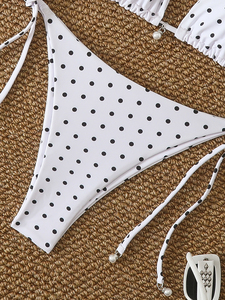 Ensemble de bikini sexy pour femme, uni, à bretelles croisées, triangle, séchage rapide, avec string, à nouer sur les côtés, deux pièces, extensible, pour la plage et les vacances - Product Image 5