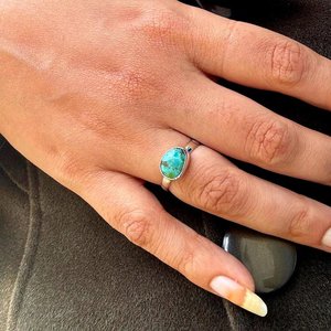 Kingman <b>Turquoise</b> <b>Ring</b> Sterling Silver Boho Statement Gemstone Jewelry Handmade for Women - Product Image 3
