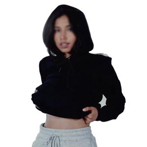 Sudadera con capucha para mujer deportiva con logotipo personalizado, Sudadera con capucha recortada y cremallera de alta calidad para Gimnasio Deportivo Premium para mujer - Product Image 6