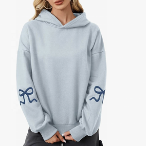 Imprimé tricoté femmes hiver surdimensionné à manches longues anti-boulochage polaire décontracté graphique pull à capuche sweats à capuche - Product Image 2