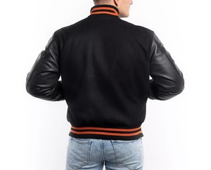 Custom Design Team Varsity Jacket Wool Blend Cowhide Leather Sleeves Casual Unisex Bomber Coat Smell Proof Factory LVJ-0001 - Product Image 3