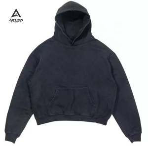 Sudadera con Capucha AIFRAN de 600 g/m², Estilo Vintage, Lavado a la Piedra, Corte Holgado, Streetwear, para Hombre - Product Image 1