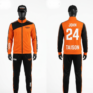 Survêtement de sport en polyester et élasthanne 280 GSM de qualité supérieure, vert citron et bleu, avec panneaux, sublimation, broderie et logo personnalisé - Product Image 4
