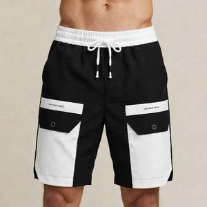 Shorts de Baño Bermuda para Hombre, Cintura Media, con Cordón Elástico, Bolsillo Cargo, Personalización Completa, en Colores Contrastantes - Product Image 1
