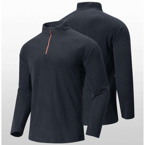 เสื้อสเวตเตอร์แขนยาวผู้ชายแบบซิป ¼  คอปก  โลโก้สั่งทำได้ แห้งเร็ว ยืดหยุ่น เหมาะสำหรับออกกำลังกาย ซิป โพลีเอสเตอร์ คอตตอน ทรงหลวม ใส่ได้ในฤดูใบไม้ผลิ - Product Image 4