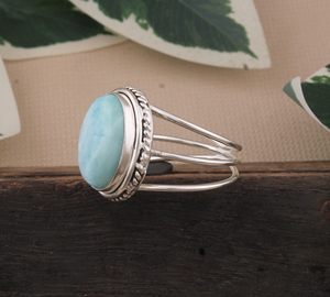 ลาริมาร์ธรรมชาติ 925 เงินสเตอร์ลิงคลาสสิกแหวนงานแต่งงานสำหรับผู้หญิงของแท้สีฟ้ารูปแบบทะเลเครื่องประดับคุณภาพสูง - Product Image 2