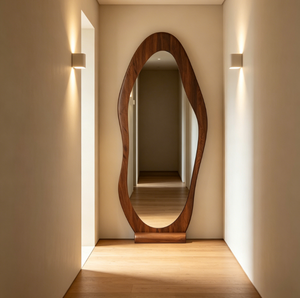 Heavenly <b>Mirror</b> Irregular Wavy Luxury European Handmade 5mm Thick Full Length Wooden Floor <b>Mirror</b> Freestanding Bedroom Dressing - Product Image 5