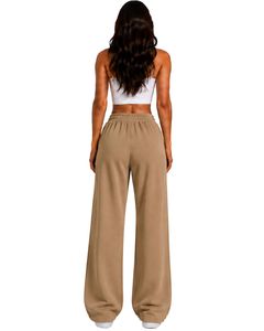 Manufacturer Customized <b>Women</b> <b>Beige</b> Wide Leg Sweatpants High Waist Loose Fit Lounge <b>Jogger</b> Pants Casual Streetwear Daily Wear - Product Image 2