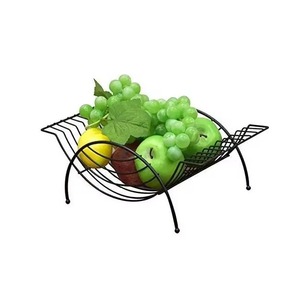 Top Selling Wholesale Unique Shaped Fruit Basket Metal Black Finishing <b>Storage</b> Organizer for Counter Coffee <b>Table</b> Bar - Product Image 1