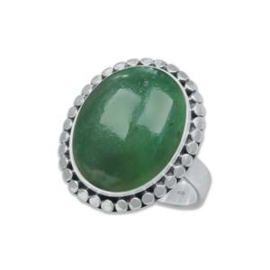 Nephrite Jade Oval Shape Gemstone Vintage Ring Handmade 925 Solid Sterling Silver Designer Big All Size Birthday <b>Gift</b> <b>for</b> <b>Her</b> - Product Image 2