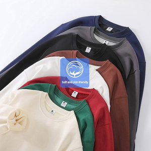 Sweat-shirts à col rond pour femmes, 100% coton, couleur unie, manches longues, tricoté, décontracté, pour l'automne - Product Image 3