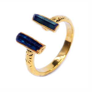 Bague en argent sterling 925 plaqué or avec pierre brute de kyanite pour femme, idéale pour les mariages - Product Image 4