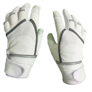 Pink Sinewy Sports Leather Batting <b>Gloves</b> With <b>Red</b> Trim Hook And Loop Closure Unisex Adult Training Comfortable Grip - Product Image 1
