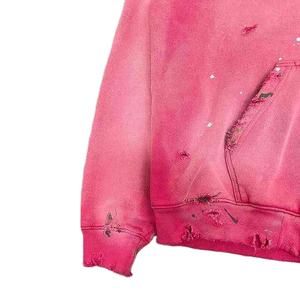 Sudaderas con capucha de invierno 100% algodón French Terry grueso para hombre, con cremallera, parche bordado y diseño desgastado, al por mayor - Product Image 5