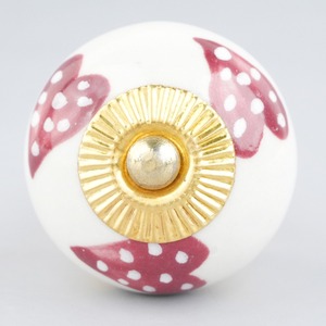 Handmade Top Quality <b>Ceramic</b> Red Flower <b>Drawer</b> <b>Knobs</b> Dresser Cabinet Pulls Kitchen Cupboard Door Handles Traditional Furniture - Product Image 1