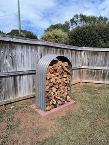 Indoor and Outdoor Metal <b>Log</b> <b>Rack</b> Designed with Corrugated Panels for Stable Firewood Organization - Product Image 3