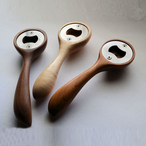 This Elegant Handcrafted Walnut Wood <b>Bottle</b> Opener Showcases A Sleek Curved Wooden Handle <b>Blended</b> With Secure Metal Hardware - Product Image 5