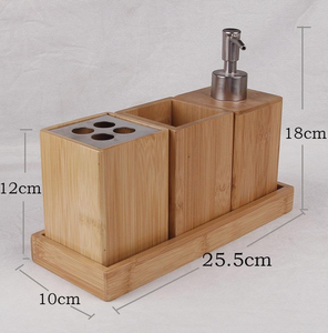 Juego de Accesorios de Baño de Bambú de Color Natural, 3 Piezas, Bandeja de Bambú para Hotel y Hogar - Product Image 5