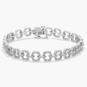 Interlocking Geometric Diamond <b>Bracelet</b> in White Gold - Product Image 1