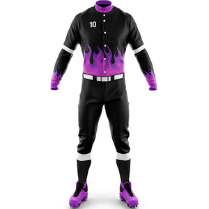 Ensemble d'uniformes de baseball imprimés sur mesure, respirants, de haute qualité, unisexes, pour adultes, vêtements de sport de softball, design premium noir - Product Image 2
