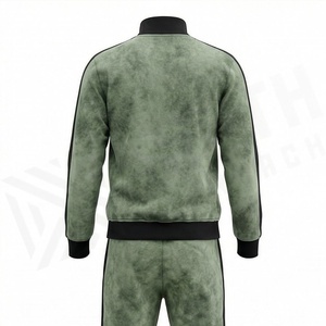 Custom <b>Reflective</b> Logo Acid Wash Printed Tracksuit For Men Cotton Streetwear Heavyweight Training Jogging Hooded Outfits - Product Image 2