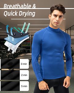 Men Turtle Neck MMA Rash Guard Compression Shirt <b>Long</b> <b>Sleeve</b> Athletic <b>Base</b> <b>Layer</b> Rash Guard For Gym Training Running Cycling Top - Product Image 6