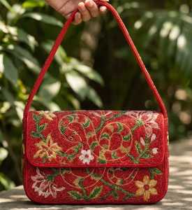 Designer Beaded <b>Handbag</b> for Women with Artistic Geometric Pattern and Stylish Crossbody Shoulder Strap - Product Image 4