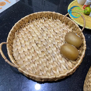 Handcrafted WATER HYACINTH TRAY FRUIT STORAGE BASKET with Handles Decorative Home Serving Tray - Product Image 2