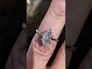 Anillo de Compromiso y Boda con Diamante Cultivado en Laboratorio, Corte Marquesa, 6 Puntas, Oro 9k/10k/18k, Certificado IGI, Diseño Moderno - Product Image 5