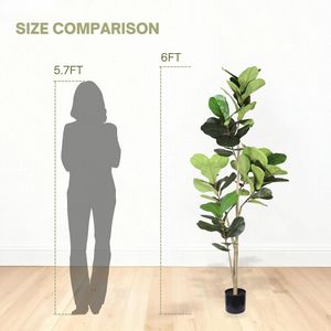 Albero di Ficus Lyrata Artificiale Real Touch da 180 cm per Interni, Casa, Ufficio, Soggiorno, Angolo Decorativo con Vaso in Plastica Nera - Product Image 5