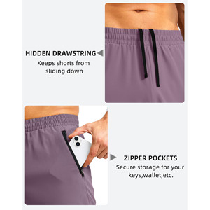 Shorts de sport décontractés pour hommes en polyester/coton anti-plis avec cordon de serrage, logo frontal, coupe oversize, pour la gym et le jogging - Product Image 6