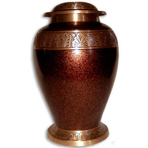 Urnas funerarias de latón de alta calidad para adultos con banda grabada, acabado en oro y estaño, para cenizas humanas. - Product Image 6