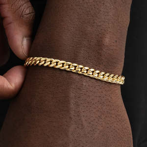 14K Yellow Gold Miami Cuban Link Bracelet Classic Cuban Chain Bracelet for <b>Men</b> Fine Gold Jewelry - Product Image 3
