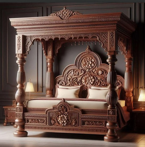 Lit Queen Size Baroque au Design Classique avec Table de Chevet, Suite de Chambre à Coucher de Luxe Maharani Personnalisée, Collection de Chambre à Coucher USA - Product Image 5