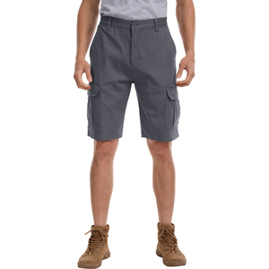 Shorts cargo camouflage gris pour homme, taille mi-haute, fermeture boutonnée, décontracté avec poches, en toile respirante - Product Image 4