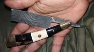 Porte-lame de barbier en acier inoxydable de haute qualité avec manche en bois, rasoir droit pour hommes, rasoir à cheveux, emballage en boîte - Product Image 5