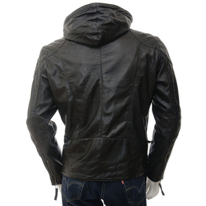 Genuine PU Leather High Street Style <b>Men's</b> <b>Winter</b> <b>Jacket</b> <b>Waterproof</b> Windproof Breathable Eco-Friendly Anti-Bacterial Hooded - Product Image 2