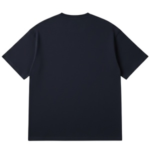 T-shirt Homme Oversize Manches Courtes Bleu Marine Logo Minimaliste Poitrine Coton Col Rond Décontracté Streetwear Vente en Gros OEM - Product Image 1