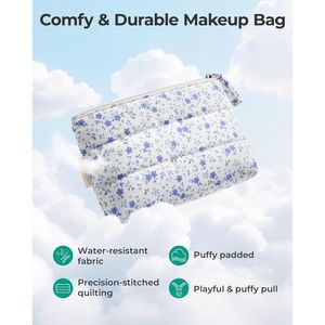 Bolsa de Maquillaje Portátil para Mujer, Pequeña, Resistente al Agua, Organizador de Viaje con Cierre Decorativo, Bolsa y Estuche Cosmético Acolchado - Product Image 4