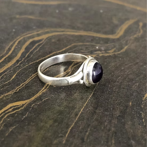 Dainty Amethyst <b>925</b> <b>Silver</b> <b>Ring</b> Tiny Bead Accent Detailing Modern Simple Gemstone Wedding Party Jewelry Item - Product Image 4