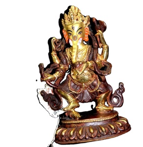 Estatua de bronce de Metal con acabado antiguo, escultura tibetana de bronce, Ganesha, budista, religioso de la India - Product Image 3
