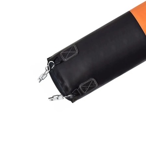 Saco de Boxeo Profesional de Cuero Negro, Naranja y Gris para Entrenamiento de Fitness - Product Image 6