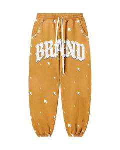 Ensemble deux pièces surdimensionné personnalisé pour homme 2026 – Survêtement en coton avec broderie effet vieilli, sweat à capuche et pantalon, orné de strass - Product Image 3