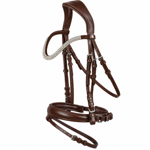 Professional High Quality Equestrian Leather Horse <b>Bridle</b> with Crystals Browband Complete Set with Reins Available in All Sizes - Product Image 4