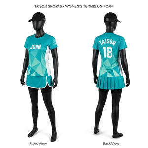 Uniforme de Tenis Premium para Mujer, 180 GSM, Poliéster y Spandex, Transpirable, Diseño con Paneles Verdes y Blancos, Impresión por Sublimación, Logotipo Personalizado - Product Image 2